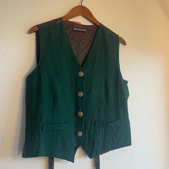 Vintage 80s Forest Green Academia Vest - Picture 2 of 6